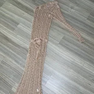 Femme Luxe Dresses Metallic Knit Crochet Rose Gold One